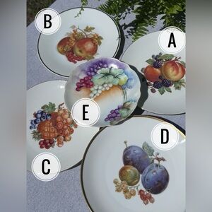 Vintage Bavarian Porcelain Fruit Plates, Dessert/Salad Dishes, 1930-1980's
